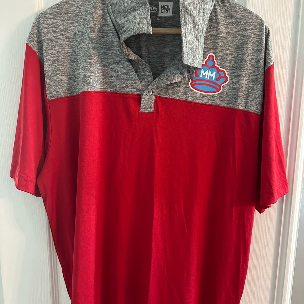 New Era Red and Gray Performance Polo Shirt
